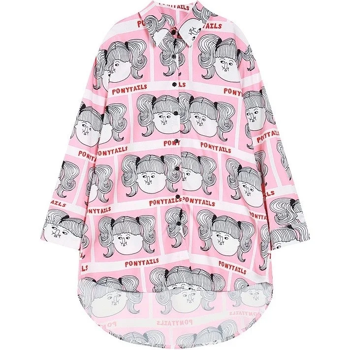 Lazy Oaf стильные женские шифоновые блузки размера d далматинские женские блузки повседневного дизайна, женские блузки размера плюс, розовая Модная рубашка - Цвет: 2851