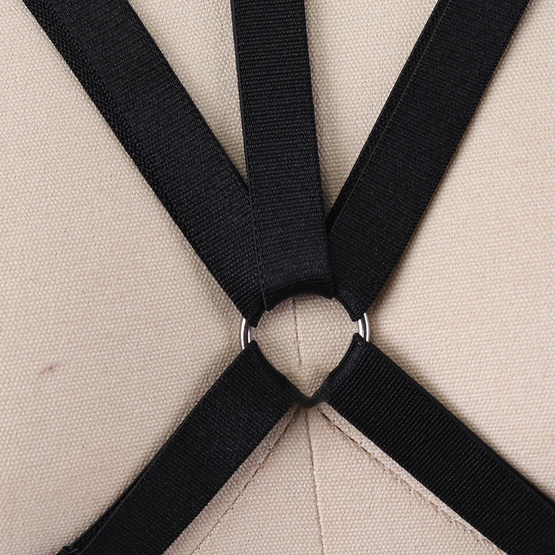 

Womens Bras Harajuku Harness Sexy Bondage Lingerie Body Harness Belt Black Elastic Strappy Tops Goth Rave Caged Bra