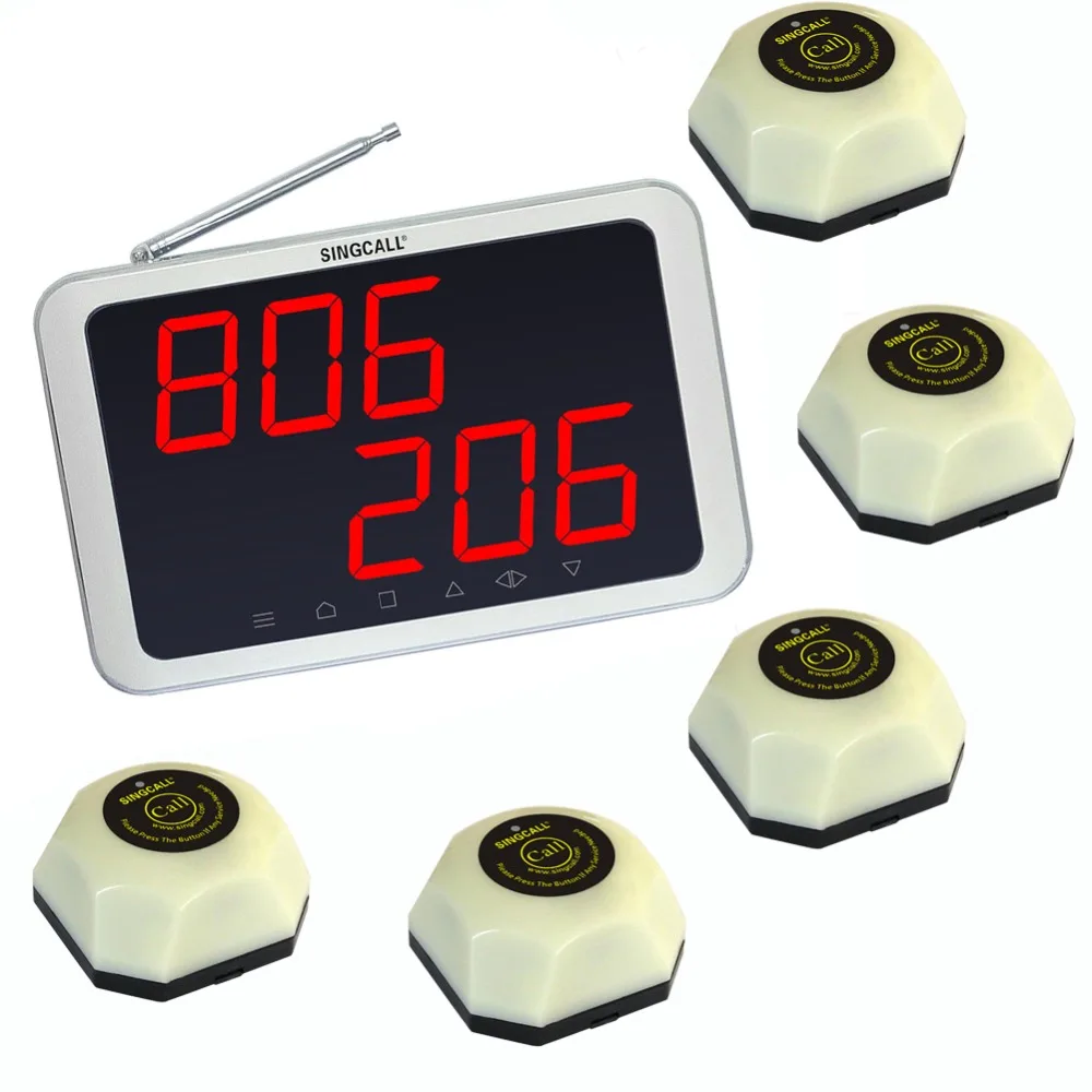Беспроводная система звонков SINGCALL для ресторана или бара с 5 настольными