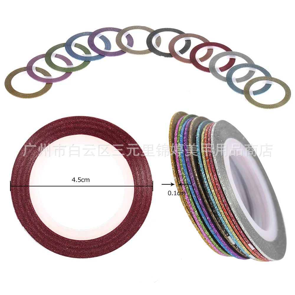 1 мм 12 Syyle блестящая полоса для ногтей лента наклейка набор художественные