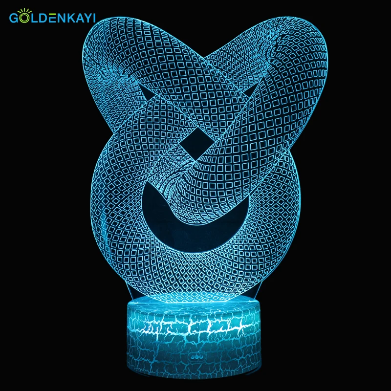3D абстрактные двойные кольца LED оригинальность USB ночные светильники атмосфера