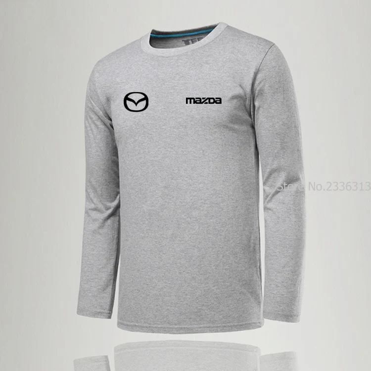 Новая модная однотонная мужская футболка Mazda с круглым вырезом повседневная