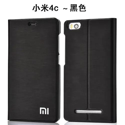 Новое поступление для Xiaomi mi4c mi4i чехол, роскошный тонкий стильный кожаный чехол-книжка для Xiaomi mi4i mi4c m4c mi4i чехол сумка Интеллектуальная - Цвет: Black