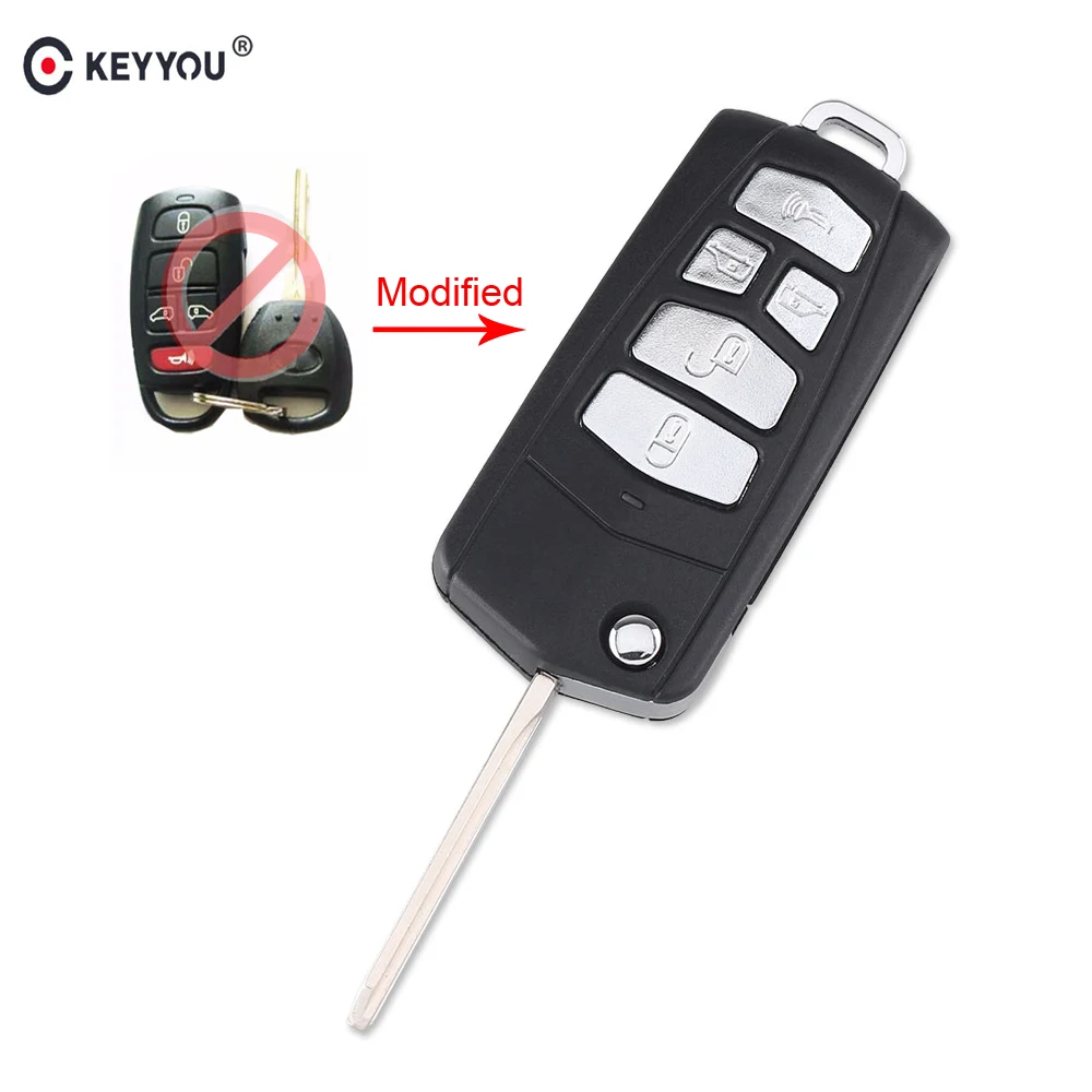 KEYYOU Replacement 5 Buttons Modified Flip Folding Remote Key Shell Case For Kia Sedona Mini Van Fob Car Key Cover Case