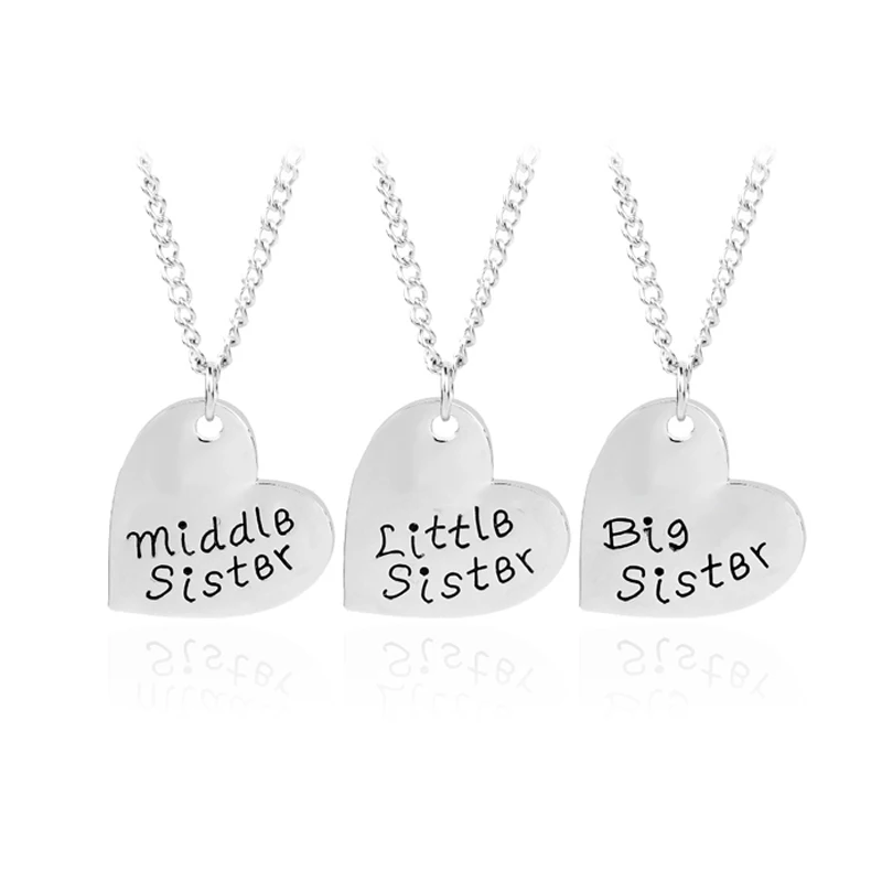 Ожерелье сестер 3 шт. ожерелье ручная печать|hand stamp|little sistersister necklace |