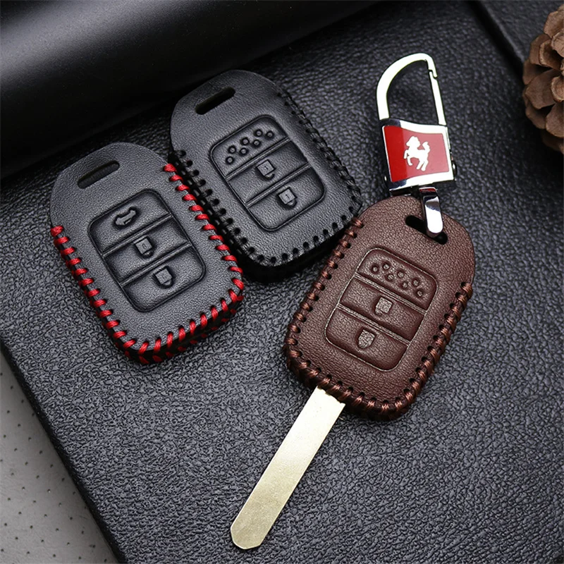 Новинка 2017 чехол из натуральной кожи для автомобильного смарт-ключа Honda Fit Hrv Accord