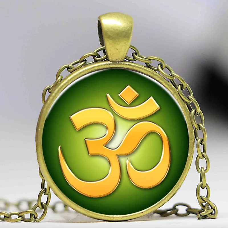 OM Namaste модное ожерелье с подвеской для йоги стеклянный кабошон винтажные