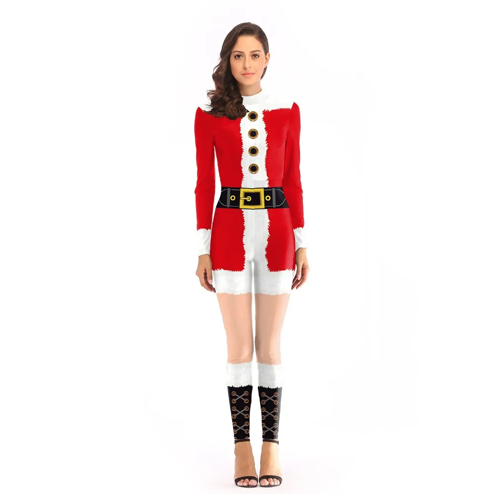 

Long Sleeve Santa Claus Xmas Dress Sexy Christmas Costume Party Club For Adult Women jumpsuits