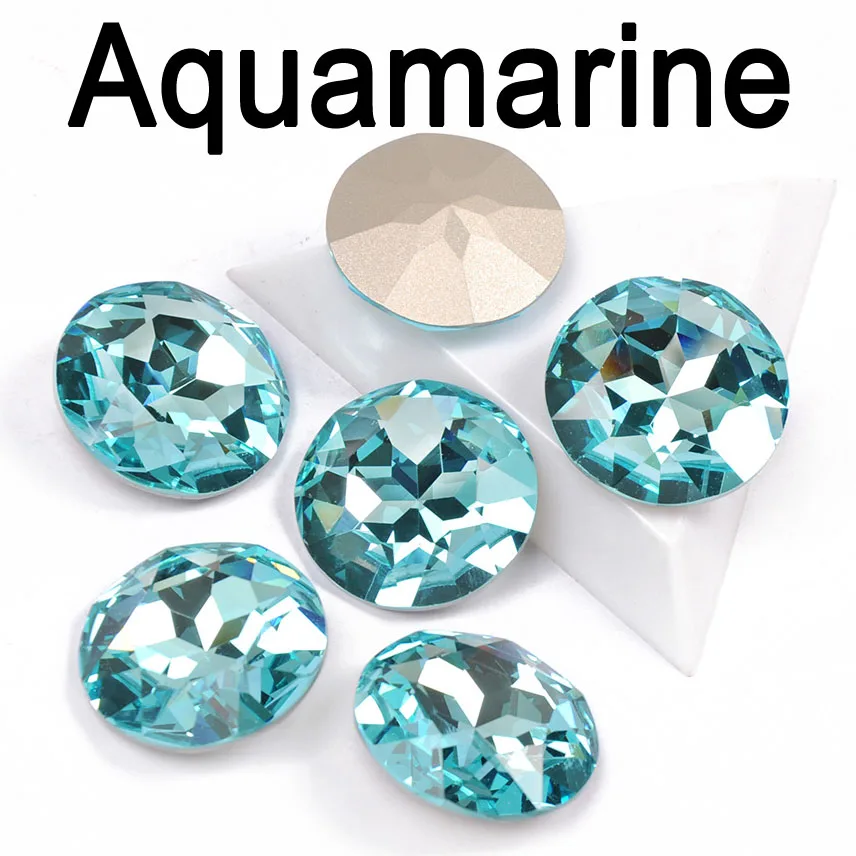 Aquamarine 27 мм Разноцветные пришитые Стразы Rivoli Crystal Strass плоские чатоны с установкой для Подвески для изготовления украшений одежда - Цвет: Aquamarine