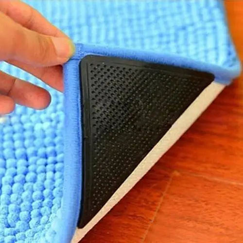 

4Pairs Non-Slip Rug Carpet Mat Grippers Anti Skid Reusable Corners Pad for Bathroom Kitchen Living Room Silicone Pad Grippers
