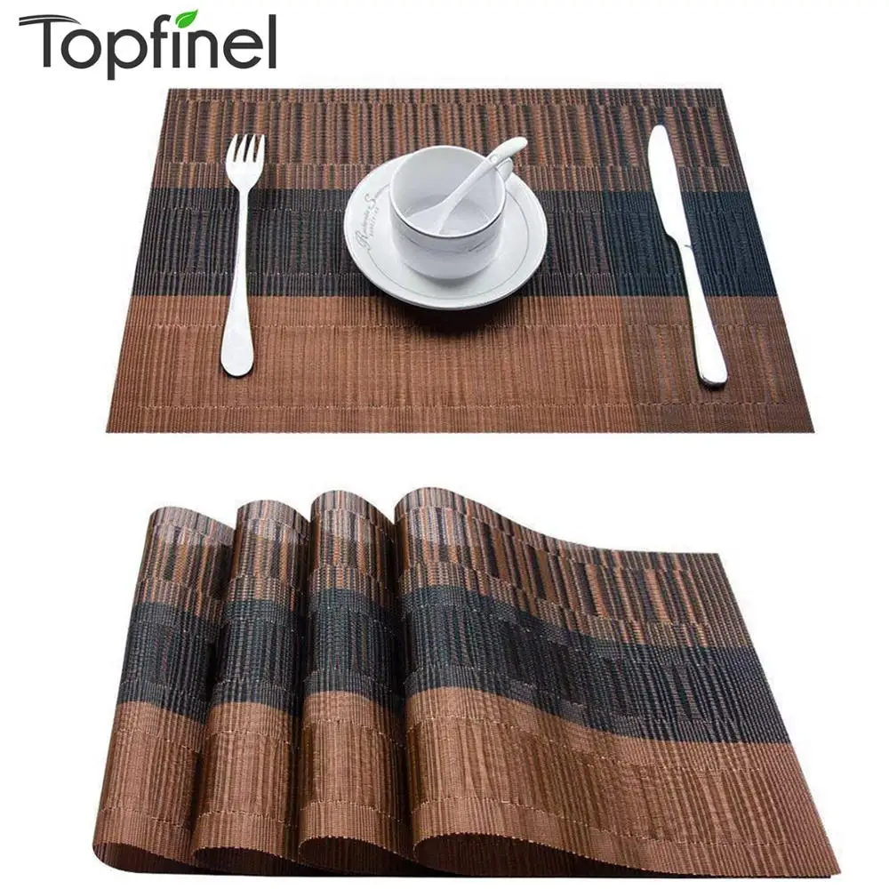 

Topfinel Set of 4 PVC Washable Placemats for Dining Table Mat Non-slip Placemat Set in Kitchen Accessories Cup Coaster Wine Pad