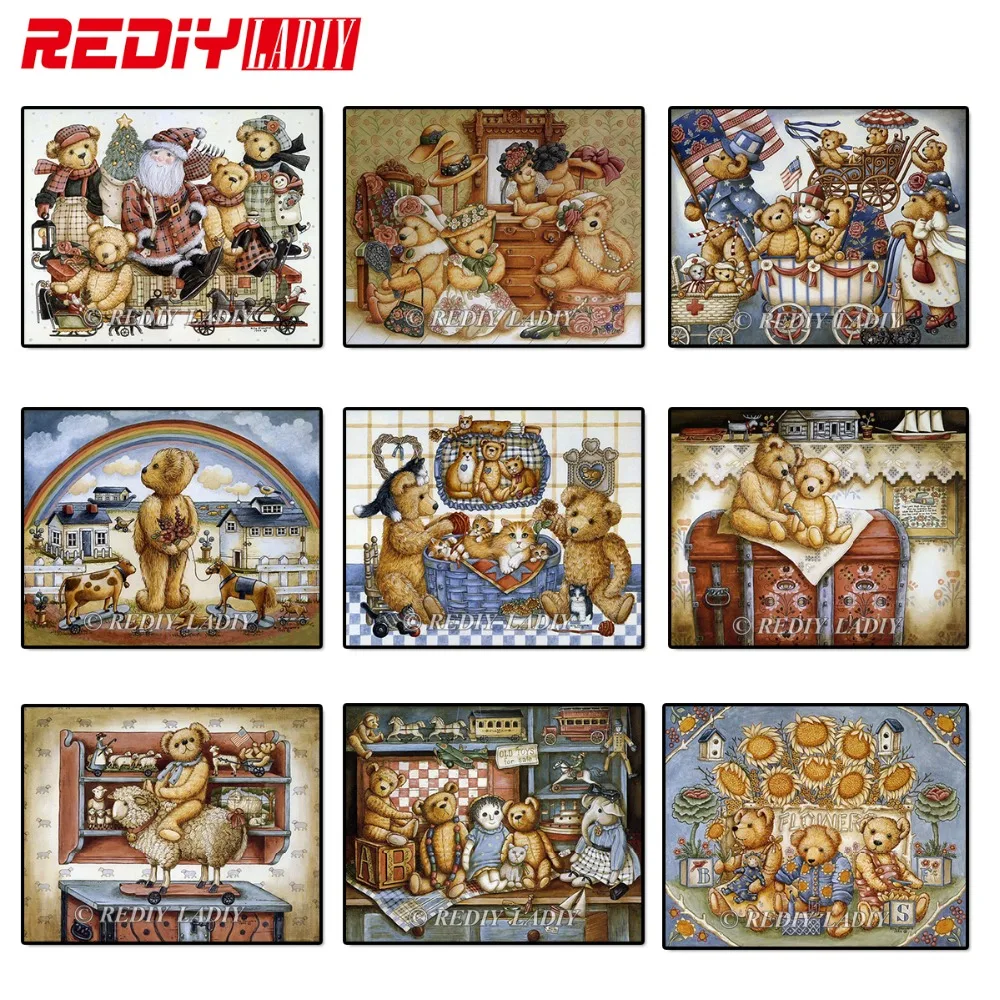 REDIY LADIY Алмазная мозаика медведь мультфильм Тедди алмазная живопись наборы для
