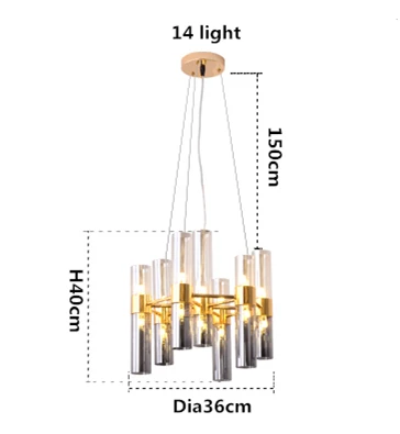 14 light round Скандинавские креативные Bamboom G4 светодиодные люстры, серые стеклянные абажуры, подвесные люстры, освещение - Цвет абажура: 14 light round