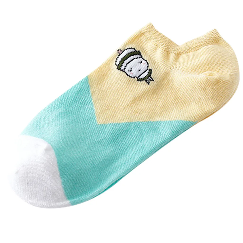 

Slippers Short Ankle Socks Print Cute Happy Socks Women's Trainer Cushion Liner Smiley Cartoon Pictures Invisible Flowers Y724