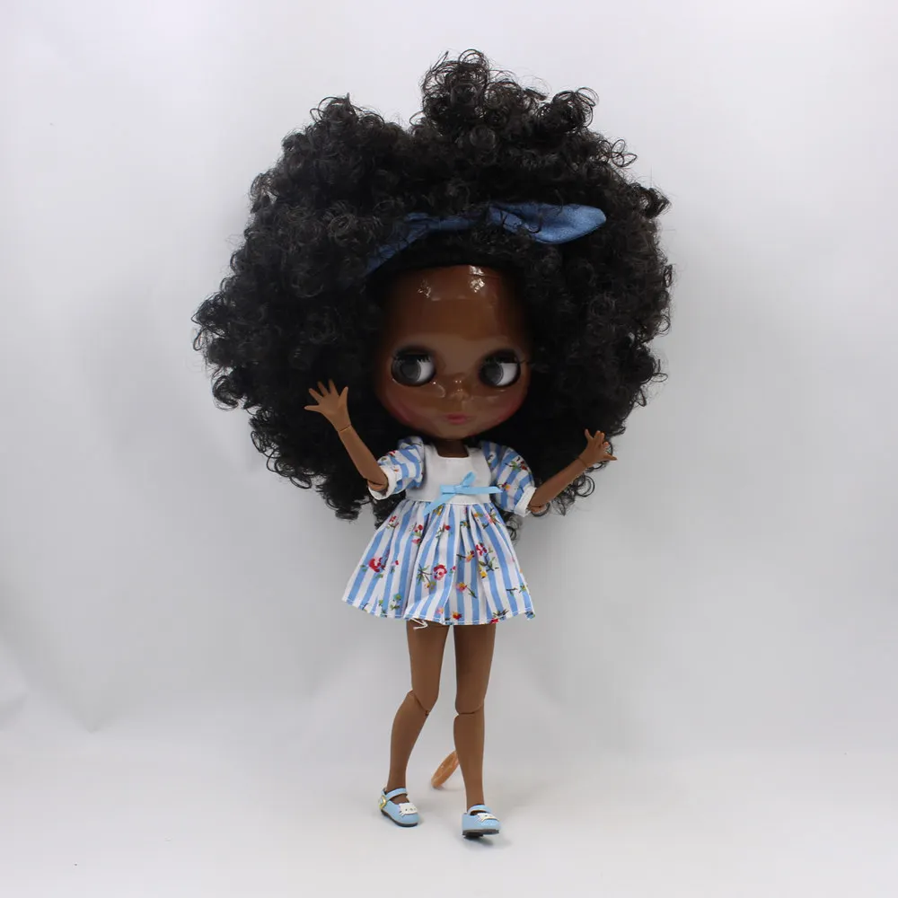 Ледяной DBS Blyth кукольные 1/6 bjd супер черный тон кожи темных оттенков черные волосы