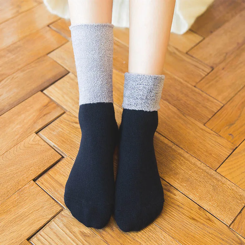 

[WPLOIKJD]Japan Harajuku Meias Cotton Cute Funny Socks Fleece Floor Solid Candy Color Warm Socks Women Short Calcetines Mujer