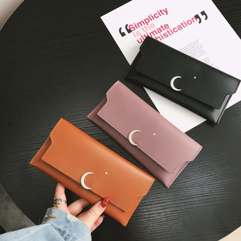 2018 Длинный кошелек женский классический сплошной Portefeuille роковой искусственная