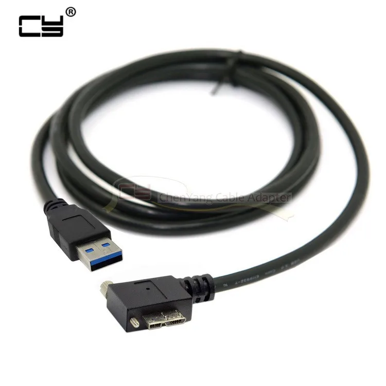 

USB 3.0 A Male to Micro B Left Angled 90 Degree Cable With Locking Screws for Nikon D800 D800E D810 15ft 5m 4ft 1.2m