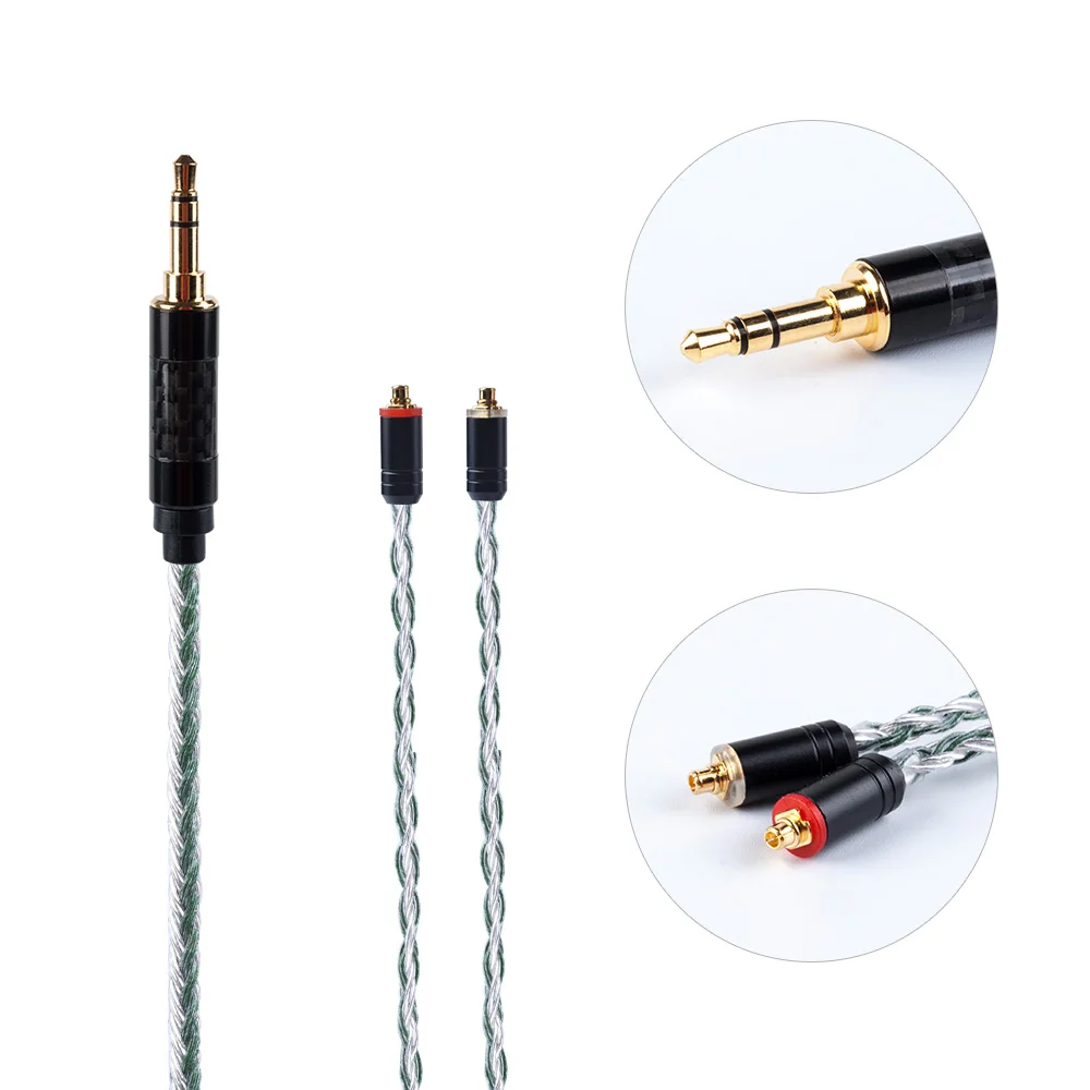 MMCX 3.5 AK Hifihear 16 Core посеребренный кабель 2,5/3,5/4,4 мм сбалансированный кабель для обновления наушников с MMCX/2Pin для ZS10 PRO AS16 AS12 - Цвет: MMCX 3.5