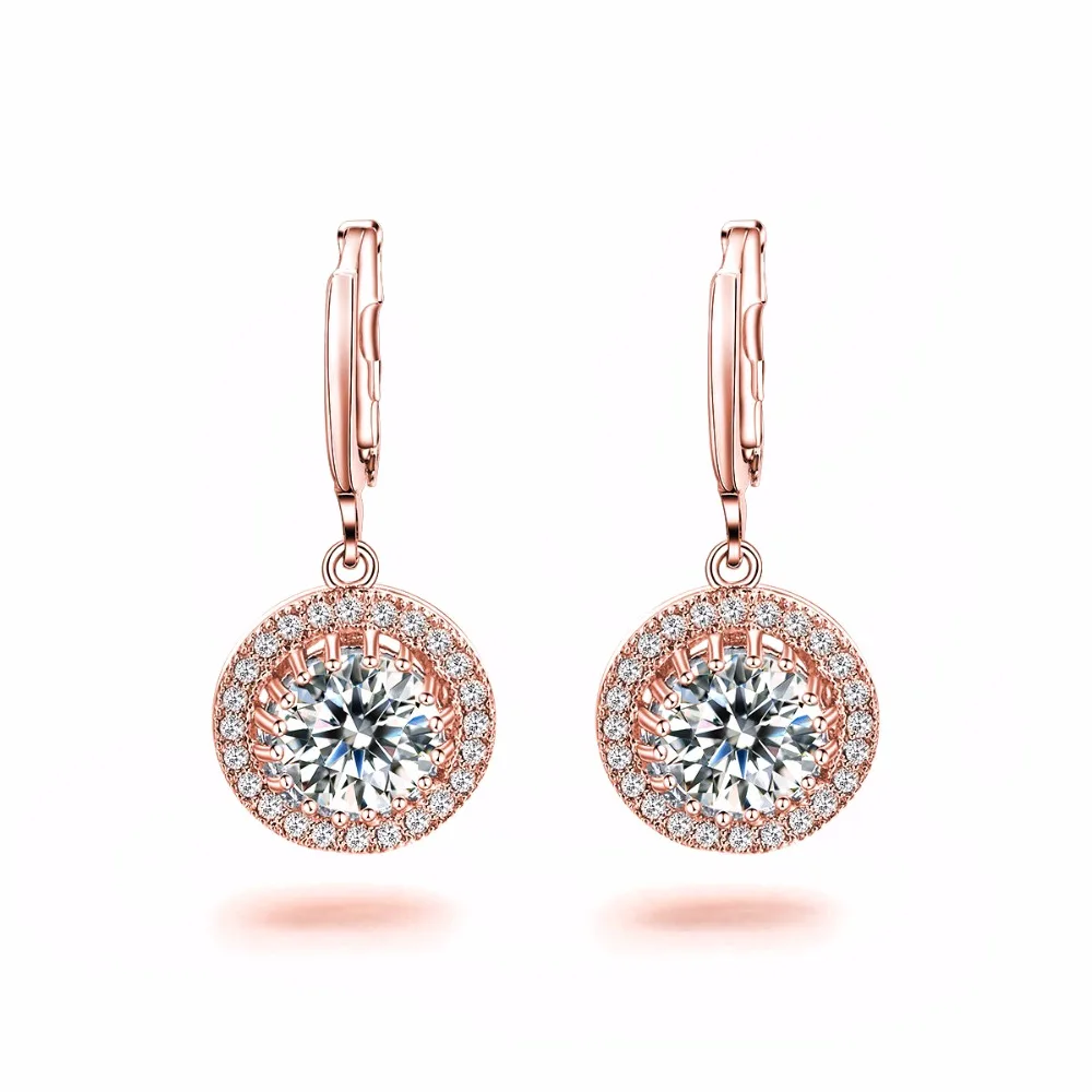 Серьги подвески серебристого цвета с фианитами 5 карат E825|earrings for|dropping earrings for