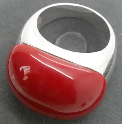 Оптовая продажа элегантная 15X21mm красный коралл 925 стерлингового серебра марказит