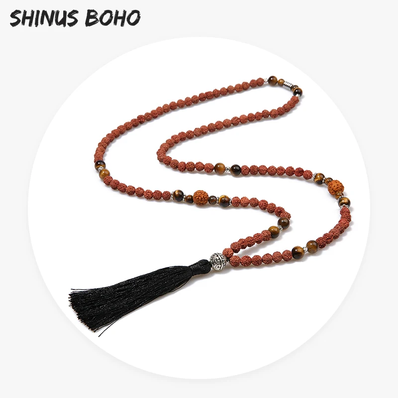 Ожерелье SHINUSBOHO с тигровым глазом и искусственными бриллиантами для мужчин
