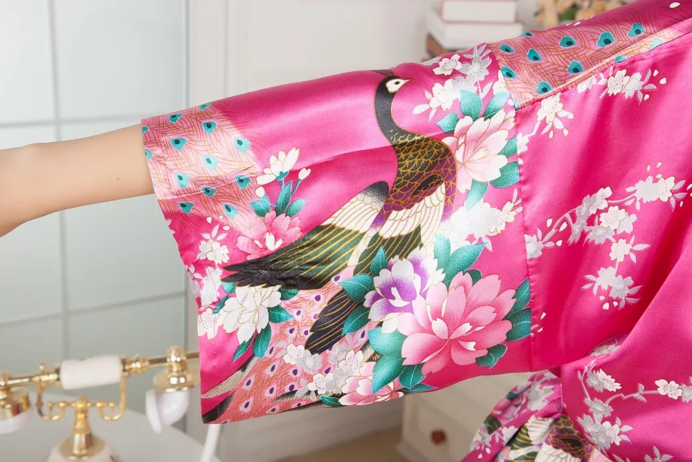 Женский банный халат Короткое Кимоно с цветочным рисунком для невесты подружки