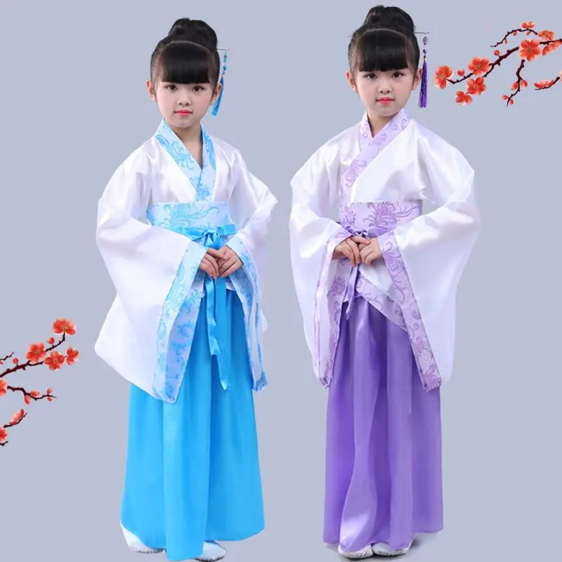 Детская одежда Hanfu для мальчиков и девочек костюмы учащихся Китайская