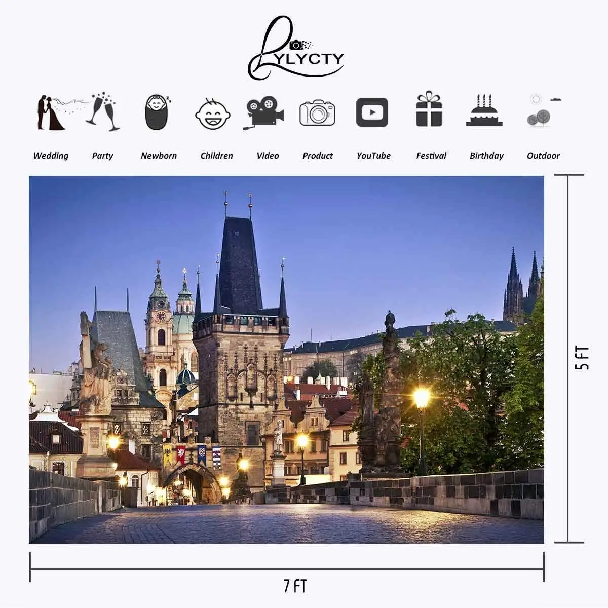 7x5ft Карлов мост фон Европа Прага фотография и Студия реквизит для фона |