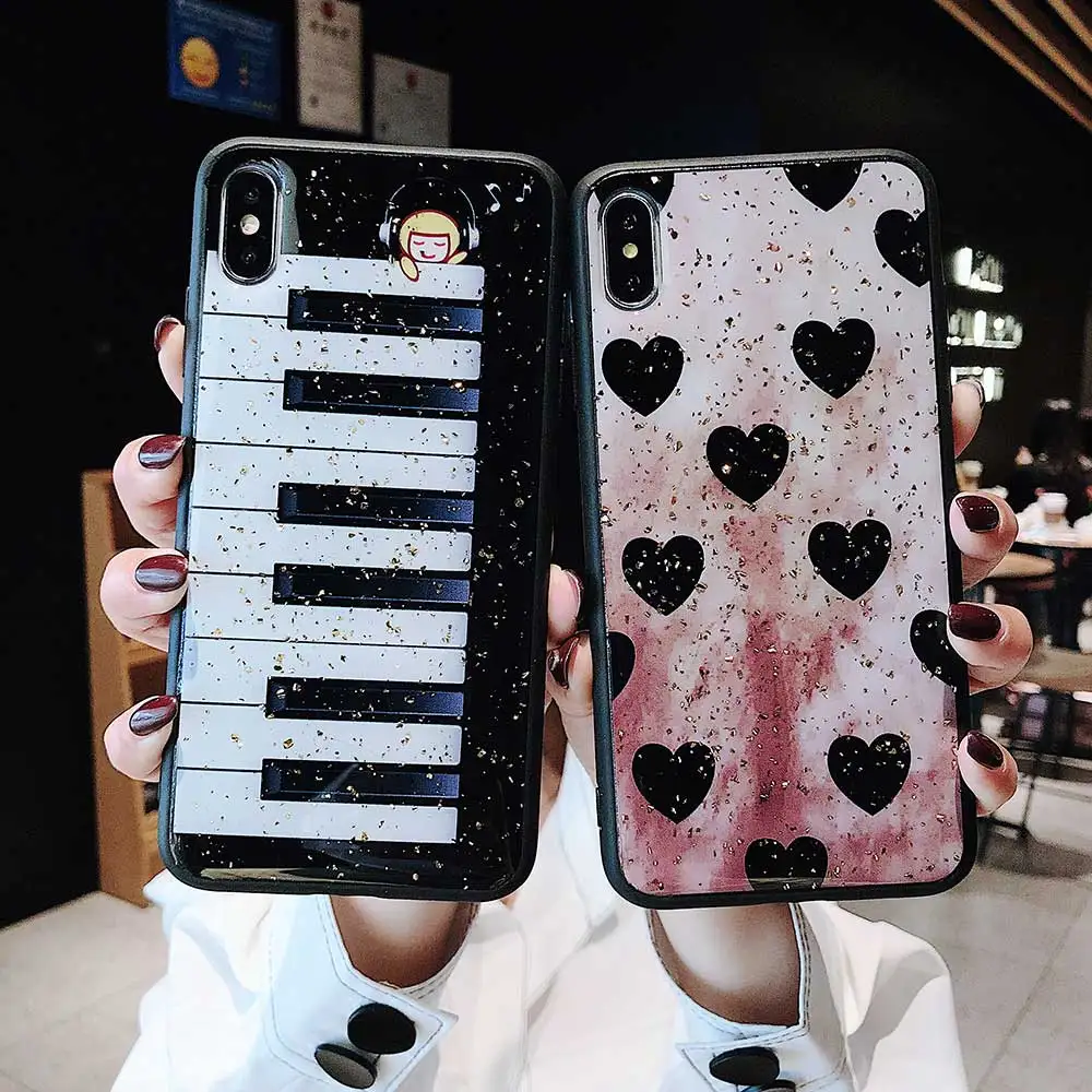 Милый чехол для телефона Boucho Piano iphone XS MAX XR X 6 6s 7 8 Plus Ретро Чехол с сердечками
