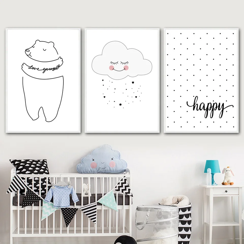 Скандинавский мультфильм Животные постер холст картины Домашний декор