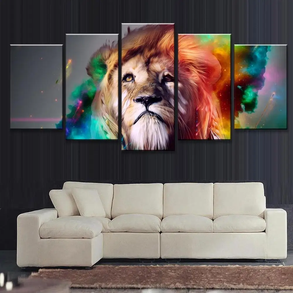 5 шт./компл. Красочная картина на стену с изображением Льва маслом холсте