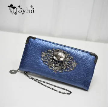 

2019 Wallet Female Clutch Coin Purse Women PU Leather Wallet Long Zipper Closed Wallets Skull Flower Design Lady Purses