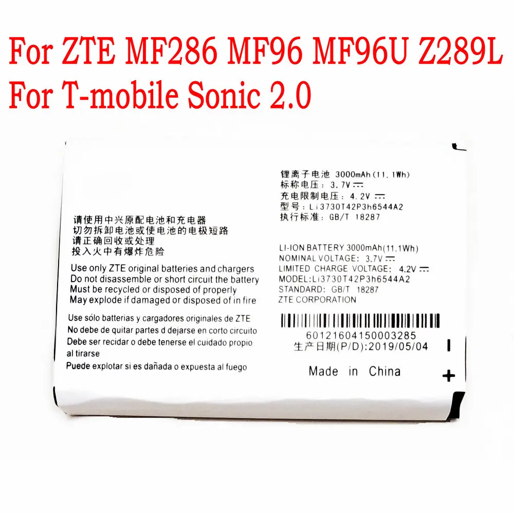 100% Новый оригинальный аккумулятор 3000 мАч Li3730T42P3h6544A2 для ZTE MF286 MF96 MF96U Z289L T mobile Sonic 2