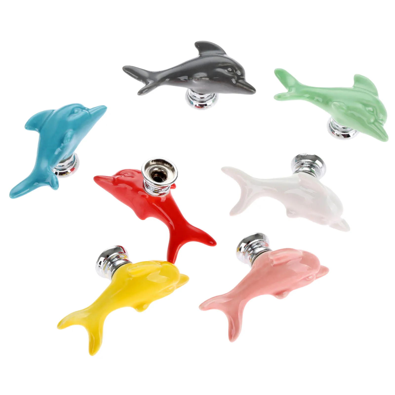 1Pc Dolphin Ceramic Knob Furniture Handles Wardrobe Door Pull Drawer Kitchen Cupboard Handle Cabinet Knobs and Home Decor | Обустройство