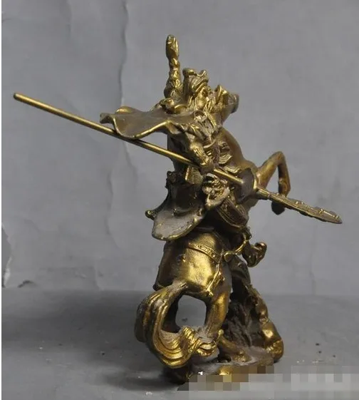 YM 308 Chinese Brass Copper guangong guanyu Warrior Generals Heroes Ride Horse Statue | Дом и сад