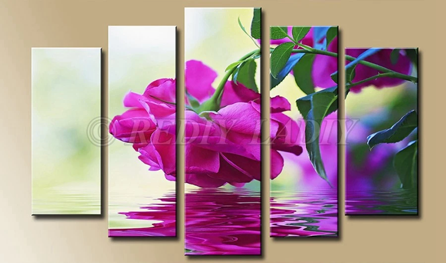 REDIY LADIY Триптих алмазной вышивки вышивка с кристаллами 5 панелей стены книги по искусству Цветы Узор Алмазная мозаика Модульная картина