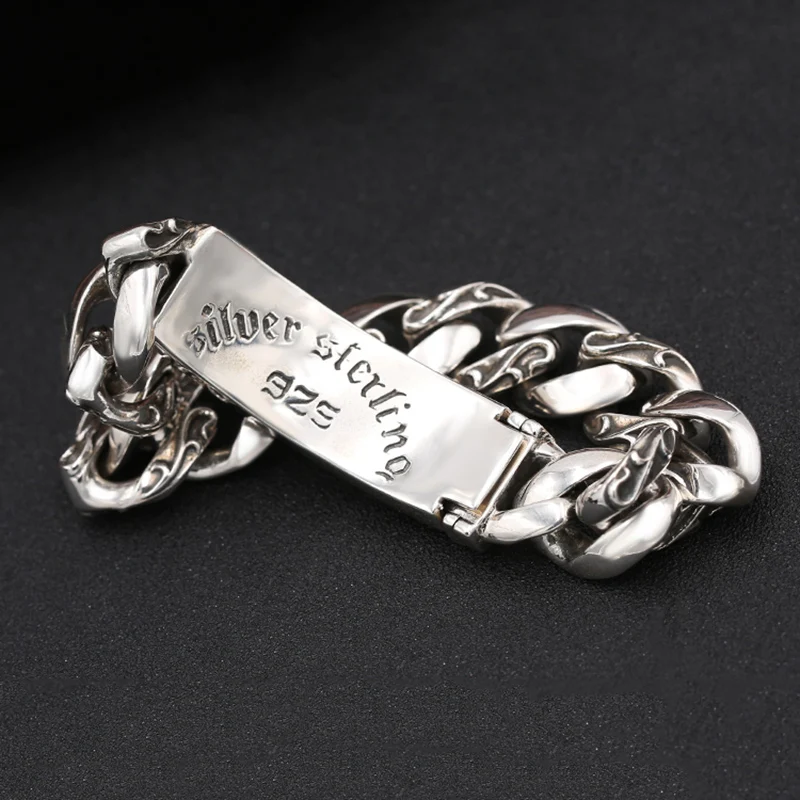 Новый 925 стерлингового серебра браслет для мужчин ювелирные изделия 16 мм широкий