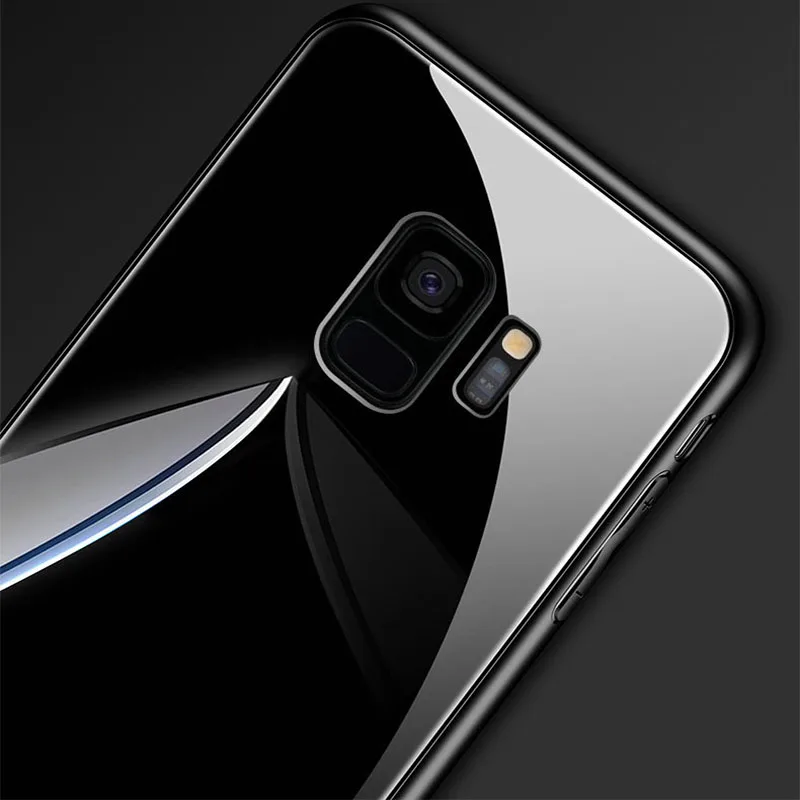 YueTuo жесткий стеклянный зеркальный чехол для samsung galaxy A7 A750 A6 A6S Plus A8 A9 star A9S A8S Силиконовый ТПУ чехол-накладка для телефона