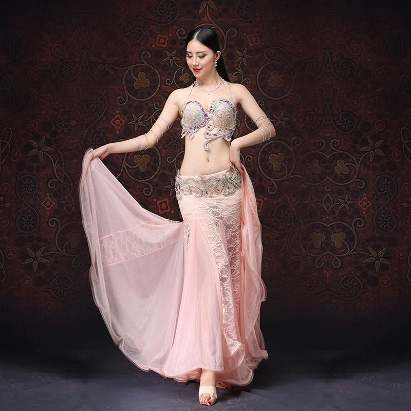 Профессиональный женский костюм для танца живота комплект из 3 предметов