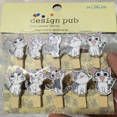 10 шт./лот Kawaii черный и белый Кот деревянный зажим фото бумажная прищепка
