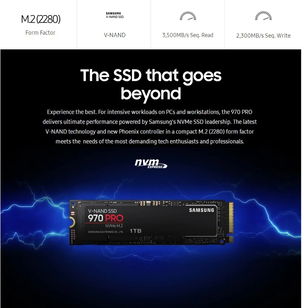 Samsung 970 PRO M.2(2280) 512 ГБ 1 ТБ SSD Nvme Pcie Внутренний твердотельный диск Hdd жесткий диск дюймовый ноутбук Настольный Mlc Pc диск