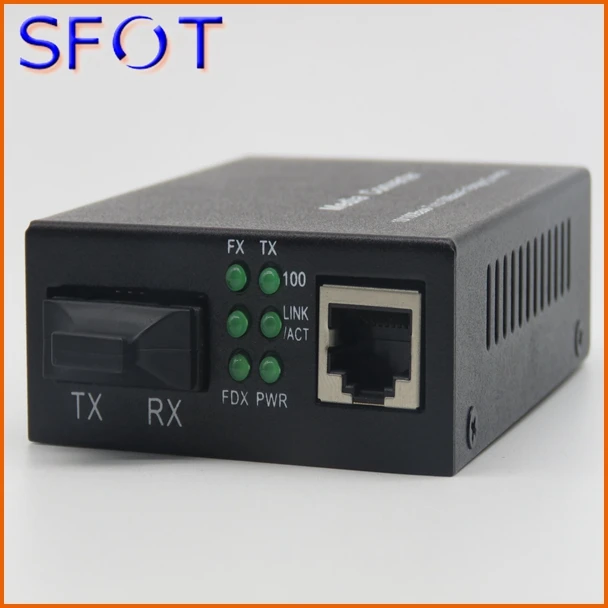 Одномодовый двухволоконный медиаконвертер 10/100 м порт 1xSC 1xRJ45 20 км внешний