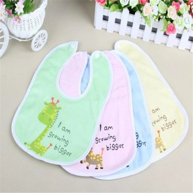 4pcs/Lot Cartoon Giraffe Infant Baby Bibs Children Waterproof Dinner Feeding Cotton Towel 4 Colors Newborn Burp Clothes | Детская одежда