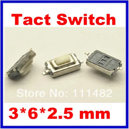 

100PCS Tact Switch 3*6*2.5 mm SMD light touch switch