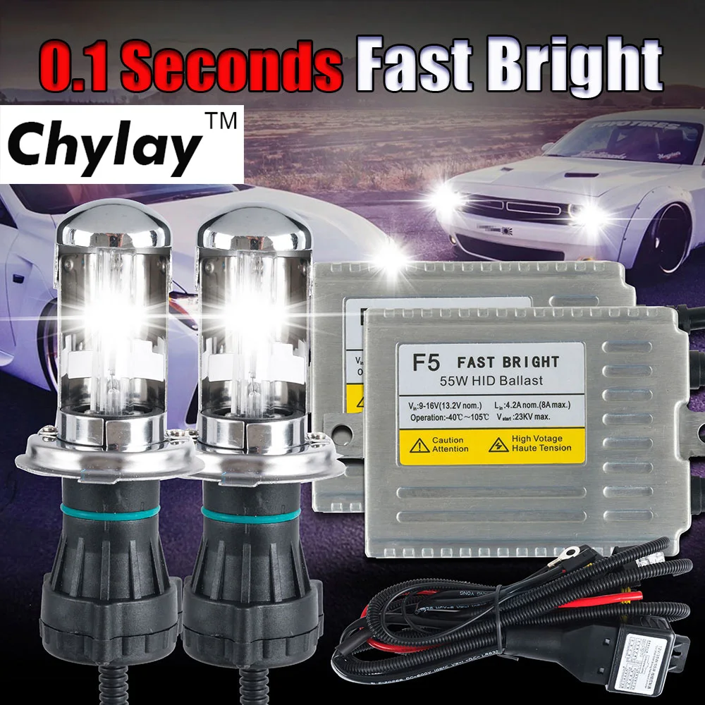 Bi Xenon H4 HID Kit Hi/lo Beam AC 55W Быстрый яркий Балласт 4300k 5000k 6000k 8000k h4 ксеноновая лампа