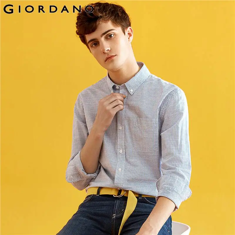 Giordano мужская футболка с круглым воротом и короткими рукавами и печатным принтом на груди, имеется несколько цветовых решений