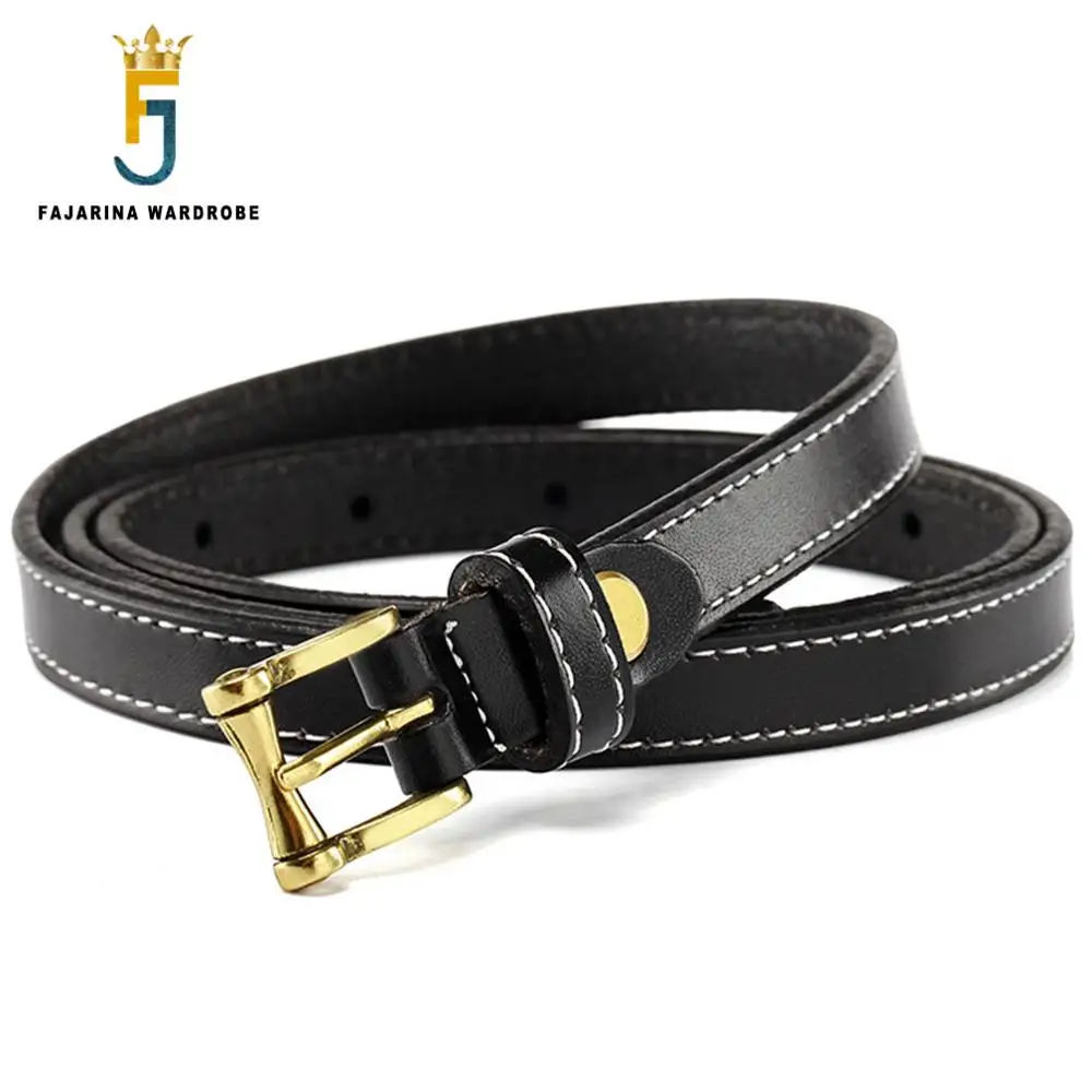 FAJARINA Fine Pure Genuine Leather Woman Metal Pin Buckle Vintage Belts for Womens Jeans High Quality White Casual Belt LDFJ035