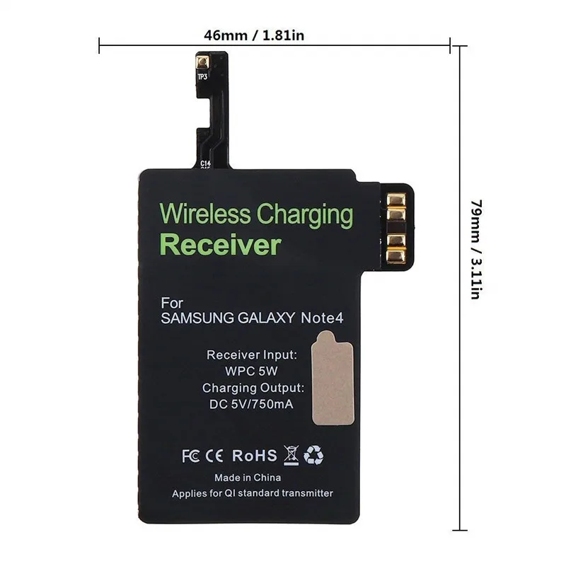 qi wireless charger receiver module for samsung galaxy note 4 note4 apply for qi wireless charging pad 5v 750ma black free global shipping