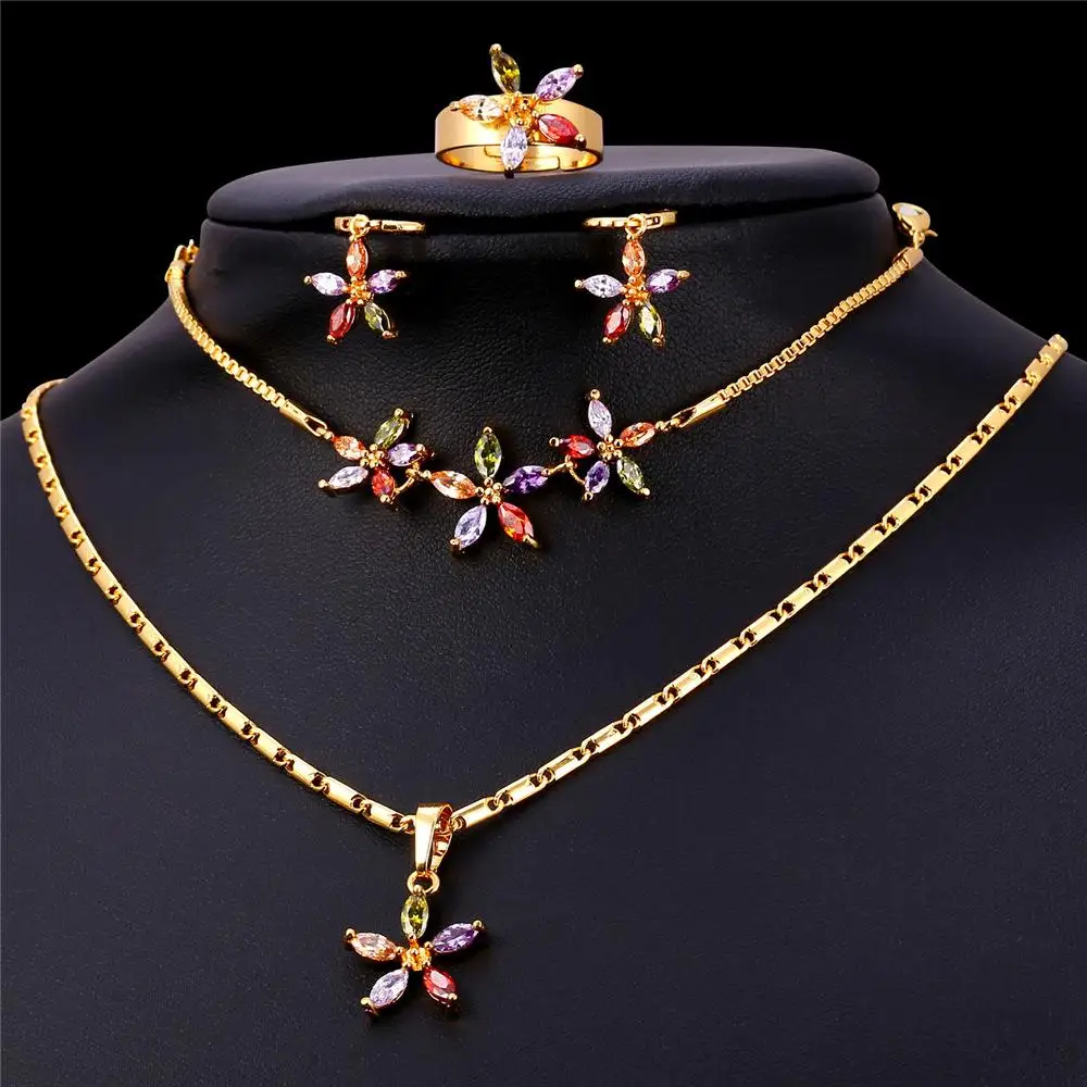 Женский Свадебный комплект из колье и серёг с фианитом|jewelry sets for women|cubic zirconia jewelry